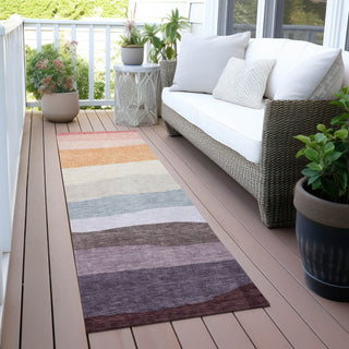 Piper Looms Chantille Stripes ACN2023 Orange Machine Washable Area Rug Runner Outdoor Lifestyle Image Feature