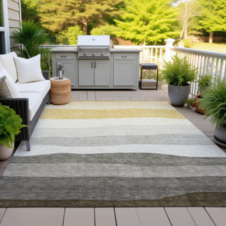 Piper Looms Chantille Stripes ACN2023 Pewter Machine Washable Area Rug Outdoor Lifestyle Image Feature