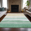 Piper Looms Chantille Stripes ACN2023 Teal Machine Washable Area Rug Lifestyle Image Feature