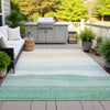 Piper Looms Chantille Stripes ACN2023 Teal Machine Washable Area Rug Outdoor Lifestyle Image Feature