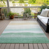 Piper Looms Chantille Stripes ACN2023 Teal Machine Washable Area Rug Outdoor Lifestyle Image Feature