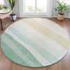 Piper Looms Chantille Stripes ACN2023 Teal Machine Washable Area Rug Round Lifestyle Image Feature