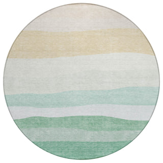 Piper Looms Chantille Stripes ACN2023 Teal Machine Washable Area Rug Round Main Image
