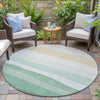 Piper Looms Chantille Stripes ACN2023 Teal Machine Washable Area Rug Round Outdoor Lifestyle Image Feature