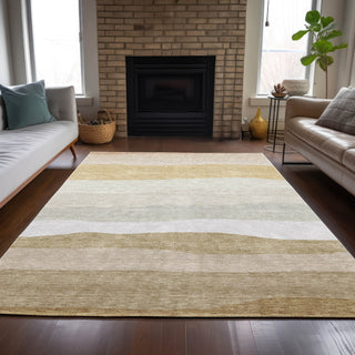 Piper Looms Chantille Stripes ACN2023 Wheat Machine Washable Area Rug Lifestyle Image Feature