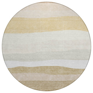 Piper Looms Chantille Stripes ACN2023 Wheat Machine Washable Area Rug Round Main Image