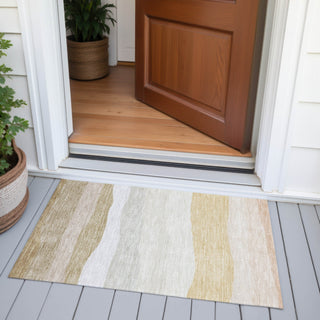 Piper Looms Chantille Stripes ACN2023 Wheat Machine Washable Area Rug Scatter Outdoor Lifestyle Image Feature