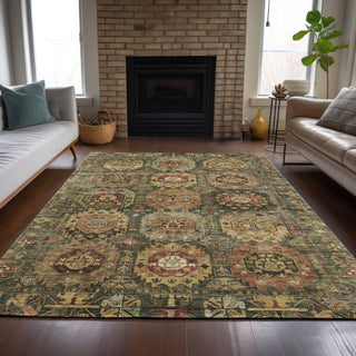Piper Looms Chantille Medallions ACN2024 Aloe Machine Washable Area Rug Lifestyle Image Feature