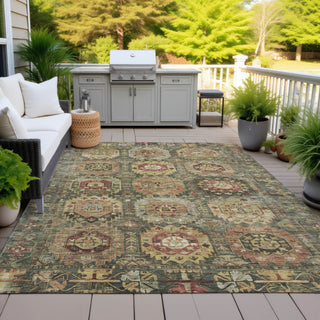 Piper Looms Chantille Medallions ACN2024 Aloe Machine Washable Area Rug Outdoor Lifestyle Image Feature