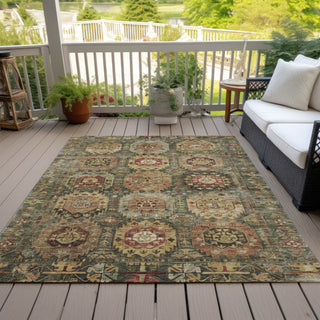 Piper Looms Chantille Medallions ACN2024 Aloe Machine Washable Area Rug Outdoor Lifestyle Image Feature