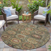 Piper Looms Chantille Medallions ACN2024 Aloe Machine Washable Area Rug Round Outdoor Lifestyle Image Feature