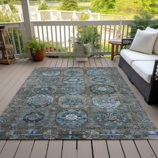 Piper Looms Chantille Medallions ACN2024 Brown Machine Washable Area Rug Outdoor Lifestyle Image Feature