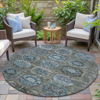 Piper Looms Chantille Medallions ACN2024 Brown Machine Washable Area Rug Round Outdoor Lifestyle Image Feature