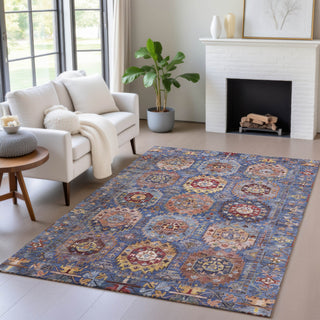Piper Looms Chantille Medallions ACN2024 Denim Machine Washable Area Rug Lifestyle Image Feature