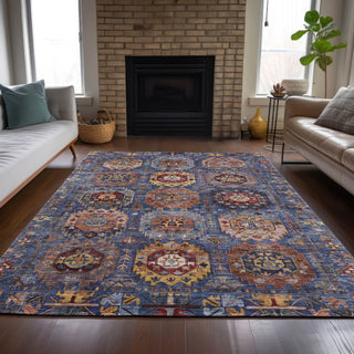 Piper Looms Chantille Medallions ACN2024 Denim Machine Washable Area Rug Lifestyle Image Feature