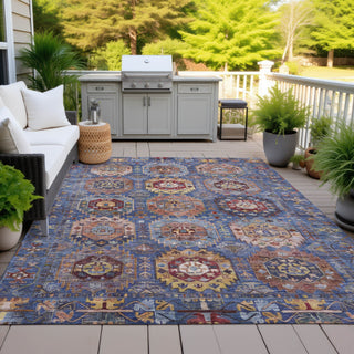 Piper Looms Chantille Medallions ACN2024 Denim Machine Washable Area Rug Outdoor Lifestyle Image Feature