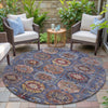 Piper Looms Chantille Medallions ACN2024 Denim Machine Washable Area Rug Round Outdoor Lifestyle Image Feature
