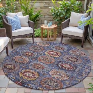 Piper Looms Chantille Medallions ACN2024 Denim Machine Washable Area Rug Round Outdoor Lifestyle Image Feature