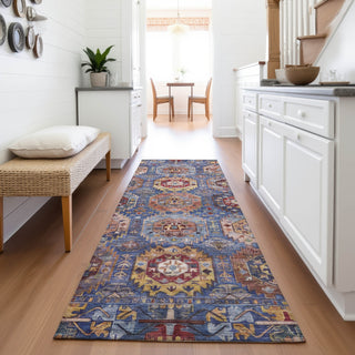 Piper Looms Chantille Medallions ACN2024 Denim Machine Washable Area Rug Runner Lifestyle Image Feature