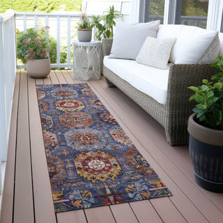 Piper Looms Chantille Medallions ACN2024 Denim Machine Washable Area Rug Runner Outdoor Lifestyle Image Feature