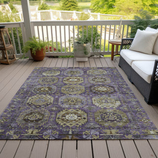 Piper Looms Chantille Medallions ACN2024 Eggplant Machine Washable Area Rug Outdoor Lifestyle Image Feature