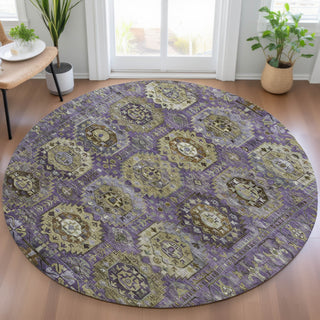 Piper Looms Chantille Medallions ACN2024 Eggplant Machine Washable Area Rug Round Lifestyle Image Feature