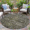 Piper Looms Chantille Medallions ACN2024 Mocha Machine Washable Area Rug Round Outdoor Lifestyle Image Feature