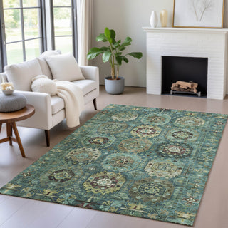 Piper Looms Chantille Medallions ACN2024 Teal Machine Washable Area Rug Lifestyle Image Feature