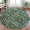 Piper Looms Chantille Medallions ACN2024 Teal Machine Washable Area Rug Round Lifestyle Image Feature