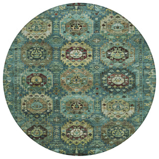 Piper Looms Chantille Medallions ACN2024 Teal Machine Washable Area Rug Round Main Image