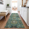 Piper Looms Chantille Medallions ACN2024 Teal Machine Washable Area Rug Runner Lifestyle Image Feature
