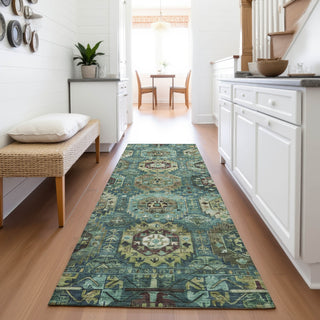 Piper Looms Chantille Medallions ACN2024 Teal Machine Washable Area Rug Runner Lifestyle Image Feature