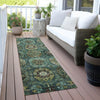 Piper Looms Chantille Medallions ACN2024 Teal Machine Washable Area Rug Runner Outdoor Lifestyle Image Feature