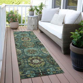 Piper Looms Chantille Medallions ACN2024 Teal Machine Washable Area Rug Runner Outdoor Lifestyle Image Feature