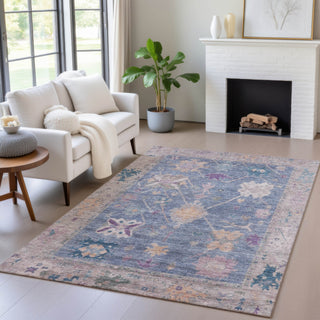 Piper Looms Chantille Global ACN2025 Blue Machine Washable Area Rug Lifestyle Image Feature