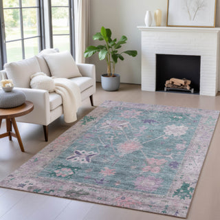 Piper Looms Chantille Global ACN2025 Green Machine Washable Area Rug Lifestyle Image Feature