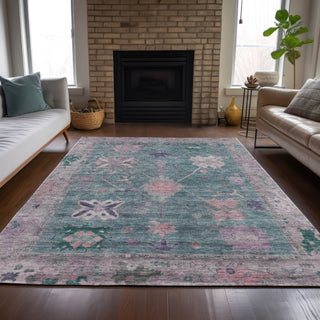 Piper Looms Chantille Global ACN2025 Green Machine Washable Area Rug Lifestyle Image Feature