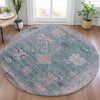 Piper Looms Chantille Global ACN2025 Green Machine Washable Area Rug Round Lifestyle Image Feature