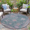 Piper Looms Chantille Global ACN2025 Green Machine Washable Area Rug Round Outdoor Lifestyle Image Feature