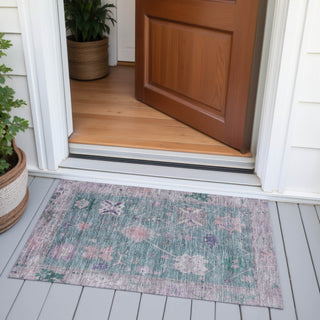 Piper Looms Chantille Global ACN2025 Green Machine Washable Area Rug Scatter Outdoor Lifestyle Image Feature