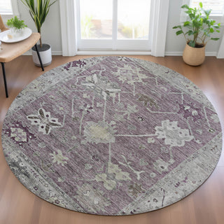Piper Looms Chantille Global ACN2025 Merlot Machine Washable Area Rug Round Lifestyle Image Feature