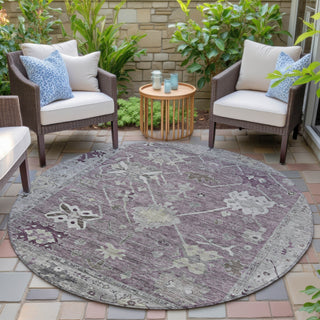 Piper Looms Chantille Global ACN2025 Merlot Machine Washable Area Rug Round Outdoor Lifestyle Image Feature