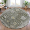 Piper Looms Chantille Global ACN2025 Pewter Machine Washable Area Rug Round Lifestyle Image Feature