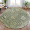 Piper Looms Chantille Global ACN2025 Sage Machine Washable Area Rug Round Lifestyle Image Feature