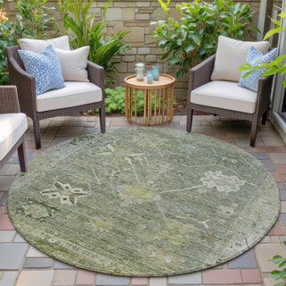 Piper Looms Chantille Global ACN2025 Sage Machine Washable Area Rug Round Outdoor Lifestyle Image Feature
