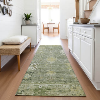 Piper Looms Chantille Global ACN2025 Sage Machine Washable Area Rug Runner Lifestyle Image Feature