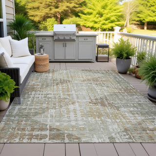 Piper Looms Chantille Geometric ACN2026 Aloe Machine Washable Area Rug Outdoor Lifestyle Image Feature