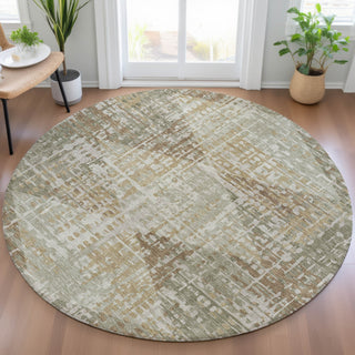 Piper Looms Chantille Geometric ACN2026 Aloe Machine Washable Area Rug Round Lifestyle Image Feature