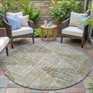 Piper Looms Chantille Geometric ACN2026 Aloe Machine Washable Area Rug Round Outdoor Lifestyle Image Feature