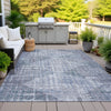 Piper Looms Chantille Geometric ACN2026 Blue Machine Washable Area Rug Outdoor Lifestyle Image Feature